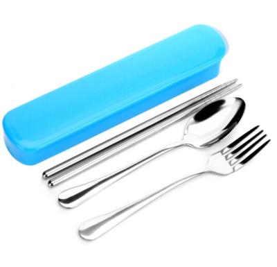 China Sustainable Environmentally Friendly Stainless Steel Knife/Spoon/Fork/Cutlery Travel Tableware Camping Picnic Set for sale