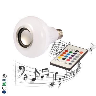 China New E27 Residential Remote Control 12 Watt Smart RGB Wireless Speaker Music Playing Dimmable Led Bulb Light for sale