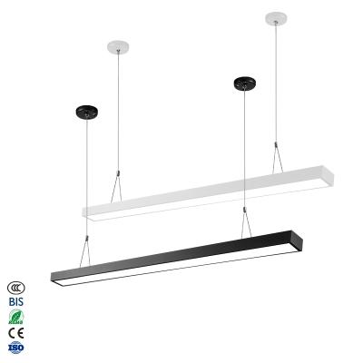 China Indoor Linear White Black LED Chandelier Modern Hot Selling Fixture 30W Lamp Office Pendant Light for sale