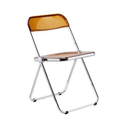 China Modern transparent foldable light brown acrylic folding chairs for events stackable for sale