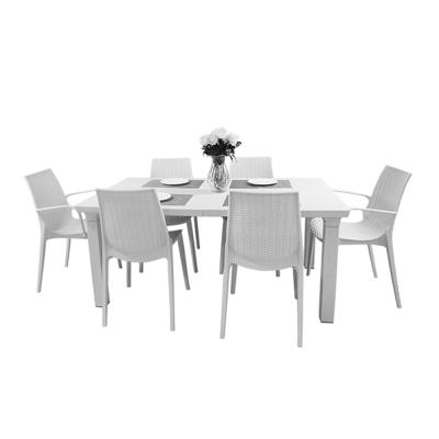 China Foldable High Quality Nordic Garden Expanding Dining Table Sets 6 Seater for sale