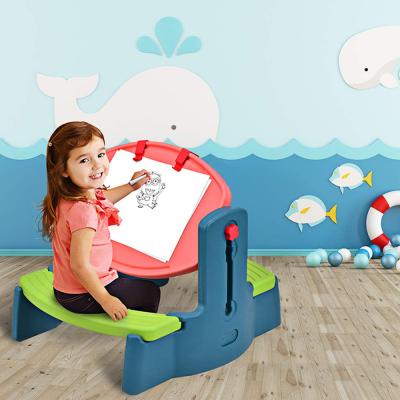 China Modern Kids Art Folding Board Study Table with Shelves for Drawing Instruments for sale