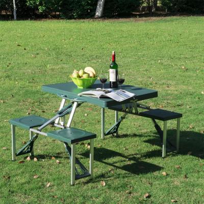 China Outdoor Modern Plastic Folding Garden Green Bench Table Chairs And Table Set for sale