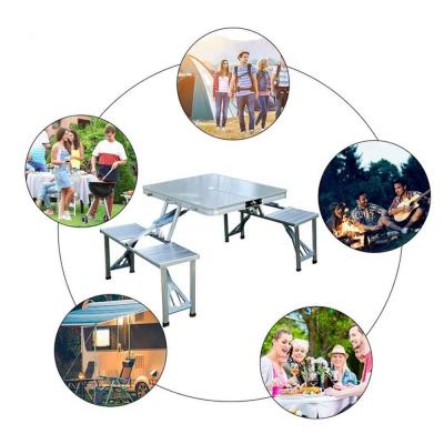 China Modern Collapsible Folding Aluminum Picnic Camping Metal Tables Alu With Chairs Porcelain for sale