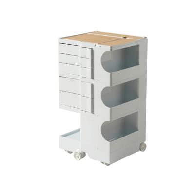 China 3 Tier Wooden Surface Storage Organizer Trolley Stocked Mobile Rack For Toilet for sale