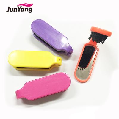 China Professional Salon Folding Hair Brush With Mini Mirror Custom Kids Pocket Hair Brush for sale