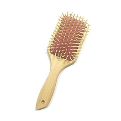 China Anti Tangle Paddle Cushion Curved Hair Dryer Brush Wood Handle For Hair Brush for sale