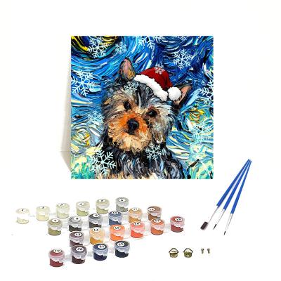 China DIY Cartoon Oil Painting Paint By Number Puppy Kit Paint With 24 Colors Adult Paints By Numbers Canvas 40x40cm ORFON Brand for sale