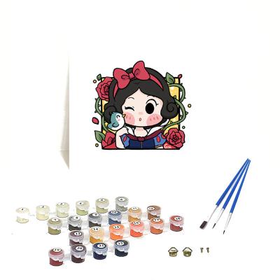 China Cartoon Drofe Q706 cartoon princess painting by numbers kits diy oil paint for kids canvas painting 20x20cm wholesale for sale