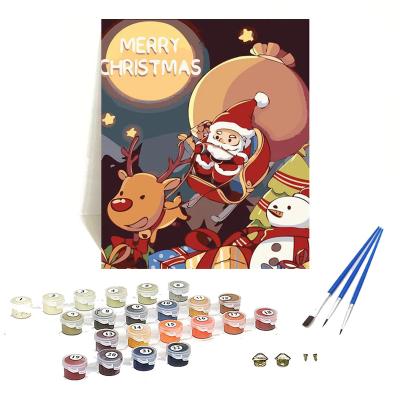 China Hot Selling Orfon American Christmas Style DIY Painting Santa Claus Painting By Numbers Kits On Canvas Painting By Numbers Kids Wholesale for sale