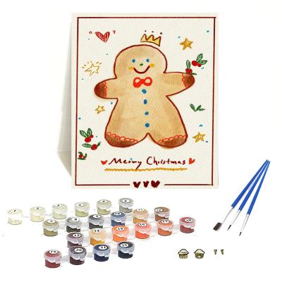 China Hot Sale American Style Orfon Christmas Gingerbread Man DIY Oil Painting Paint By Numbers Kits New Design Christmas Painting Gift For Kids for sale