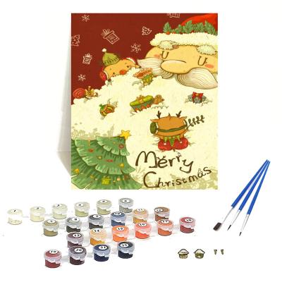 China Hot Sale Orfon American Christmas Style DIY Painting Santa Claus Painting By Numbers Kits On Canvas Painting By Numbers For Kids Wholesale for sale