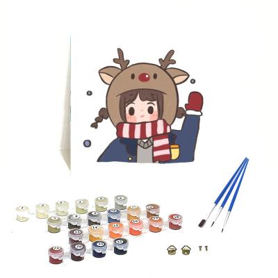 China American Style Orfon Christmas Cartoon Paint By Numbers For Kids DIY Paint By Numbers Canvas Oil Painting Kit for sale