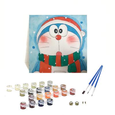 China American Style Orfon Christmas Cartoon Doraemon Painting DIY Paint By Numbers Kits Japanese Painting On Canvas 40x40cm With Frame for sale