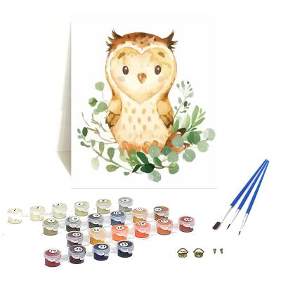 China FOLDER Orfon 196 cute owl cardboard diy oil painting for kids drawing by numbers kit with acrylic dye for sale