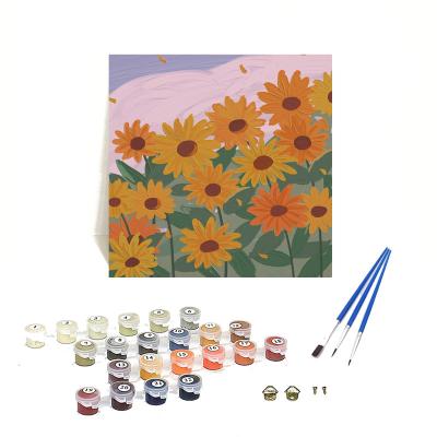 China Customization Orfon Q1067 flower oil painting landscape picture custom paint by numbers kits for kids acrylic painting for wall decoration for sale