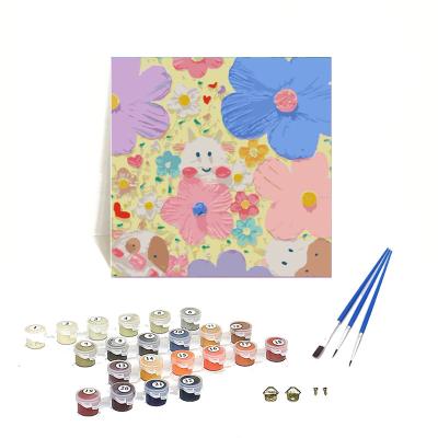 China Customization DIY Oil Painting Painting By Number Kit Flower Picture With 24 Colors Adult Paints By Numbers Canvas 40x40cm ORFON Brand for sale