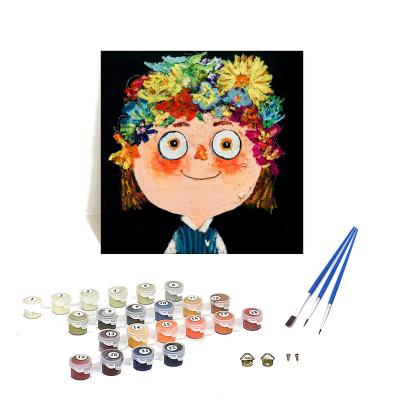 China Cartoon DIY Oil Painting Paint By Number Kit Girls Small With 24 Colors Adult Paints By Numbers Canvas 40x40cm ORFON Brand for sale