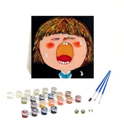 China Cartoon DIY Oil Painting Paint By Number Kit Cartoon Girl With 24 Colors Adult Paints By Numbers Canvas 40x40cm ORFON Brand for sale