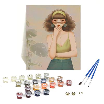 China BRIEF Orfon TZ8540 diy oil painting by number girl picture digital painting paint by number for wholesale for sale