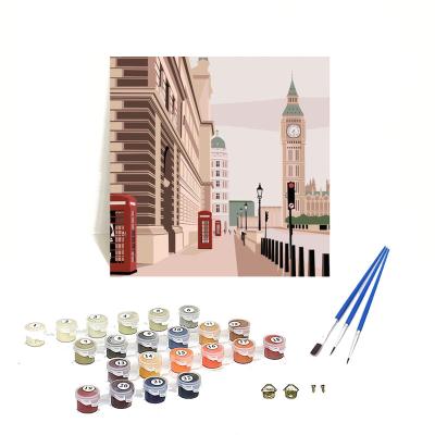 China Customization Orfon Q975 Custom Architectural Landscape Oil Painting On Canvas With Frame DIY Painting By Numbers Kits 20x20cm Canvas Painting Wholesale for sale