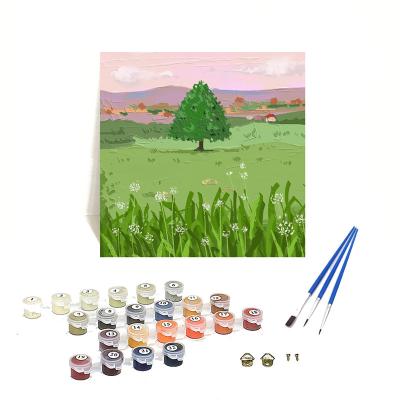 China Customization Orfon Q1063 New Design Oil Painting Pastoral Hand Painted DIY Painting By Numbers Set Lawn Landscape Oil Painting On Canvas for sale