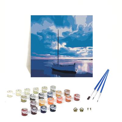 China Customization Orfon Q168 DIY Custom Seaside Landscape Oil Painting Sets Canvas Painting By Numbers Kits For Wall Art Decoration Color Box +carton for sale