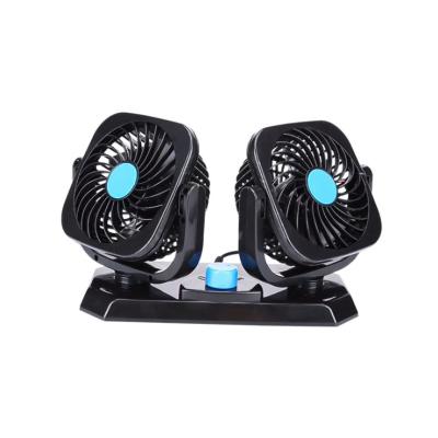 China DC 24V Mini 12v Double Head Plastic Portable Small Electric Car Cooling Fan for sale