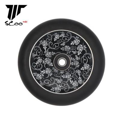 China Custom safety 110mm scooter pro wheels lazer scooter wheels aluminum alloy cavity core with ABEC-9 bearings stunt scooter parts for sale