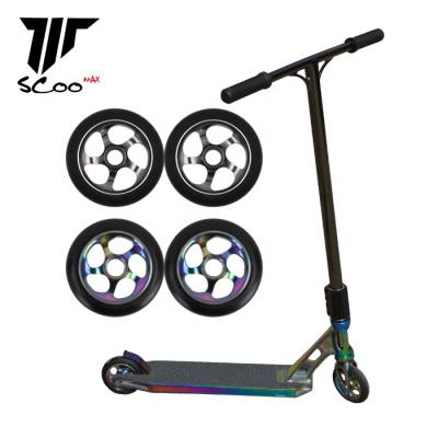 China Safety Stunt Scooter Wheels Pro Scooter 2pcs Wheels 120mm Aluminum Alloy Core With ABEC-9 Bearings Kick Scooter Parts for sale