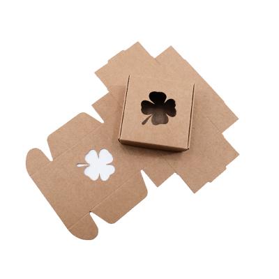 China Factory Stain Disposable Kraft Paper Box With Window Kraft Ad Small Soap Patterned Eco-Friendly Paper Box for sale