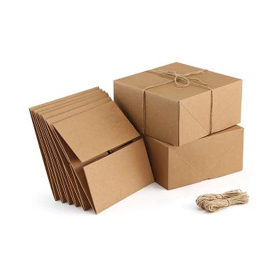 China Factory Recyclable Stock High Quality 8*8*4 Inches Square Kraft Paper Gift Box With String for sale