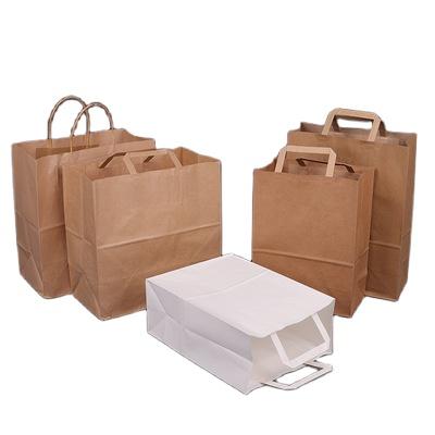 China Recycled Materials Customize Print Logo Clothes Shopping Handles Tote White Kraft Bags Cheaper High Quality Clothing Apparel Product Packaging Kraf for sale