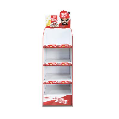 China Supermarket Promotion Cardboard POS Rack Advertising Counter Floor Shelf Display Supermarket Promotion Display Terminal Display for sale