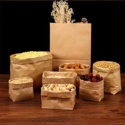 China Recycled Materials Wholesale Square Bottom Food Greaseproof Kraft Paper Bags for sale