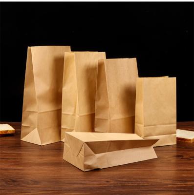 China Custom Materials Oil Proof Kraft Food Packaging Recycled Square Takeout Paper Bags for sale