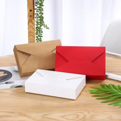 China Rectangle Fast Food Disposable Fast Food Packaging Different Colors Delivery Takeout Paper Lunch Boxes For Sale for sale