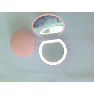 China Portable / Rechargable Small Foldable Double Sided Pocket Mirror Round Travel Led Makeup Mirror for sale