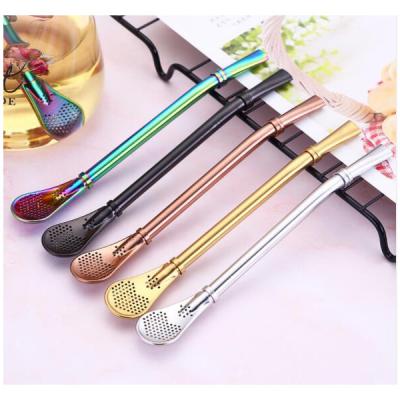 China 2019 sustainable stainless steel food grade yerba mate bombilla colorful drinking straws with filter for sale