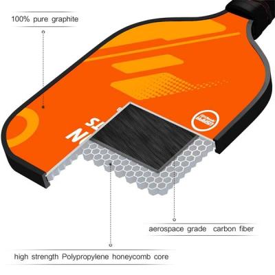 China 2019 Lightweight / High Quality New Sport Carbon Fiber With PP Honeycomb Customized Orange Pickleball Paddle for sale