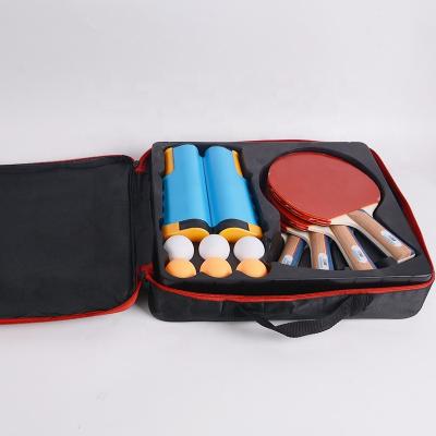 China Cheap Professional Wooden +Rubber 4racket+6ball +net Table Tennis Paddle Set Carry Bag 4 Player Retractable Net Table Tennis Racket for sale