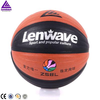 China Cheap custom leather ball basketball balls PU lenwave brand best inflatable basketball training equipment for sale