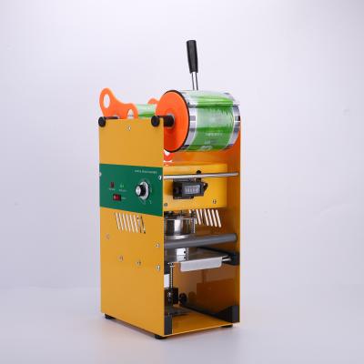 China Yellow Food Hand Counting Cup Sealer With Counter Manual Cup Sealing Counting Machine for sale