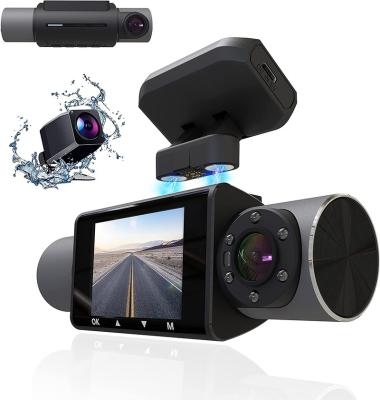 China Bluetooth 2.0 Inch IPS Screen Car Dashcam 3 Channel Car DVR with Rotatable Cameras 1080P 260 Degrees Driving Recorder Camera Built-in GPS for sale