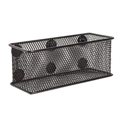 China Hot Sale Amazon Pen Storage Basket Metal Mesh Viable Storage Basket Magnetic Black Rectangle for sale