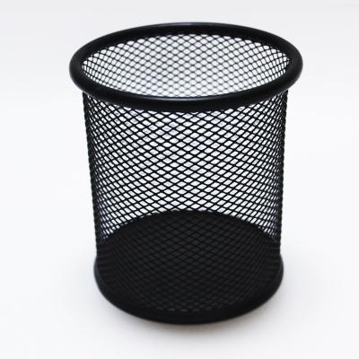 China Temperature Display Office Supplies Table Storage Around Metal Mesh Pen Holder HT-8312 for sale