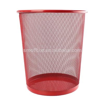 China Sustainable Iron Color Iron Mesh Desktop Weir Waste Basket Paper Bin for sale