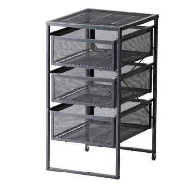 China Contemporary Metal Mesh Rolling File Cart with Three Drawers HT-8120 for sale