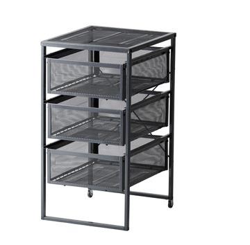 China Contemporary Metal Mesh Rolling File Cart with Three Drawers for sale