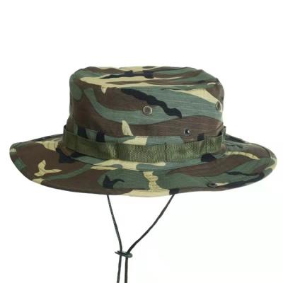 China Custom Logo Military Camouflage Jungle Tactical Character Hat Military Hats With String for sale